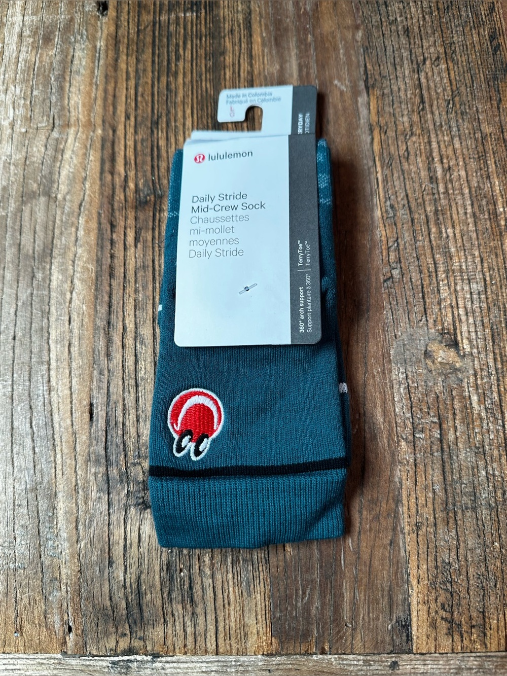 lululemon athletica Teal Mid-Crew Socks with Red Accent and Black Stripe